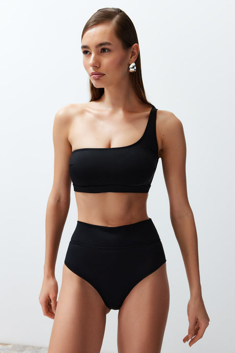 Black One Shoulder High Waist Regular Bikini Set Tbess24bt00126