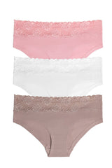 3 Pack Cotton Lace Hipster Panties St0044603