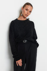 Black Soft Textured Nopeli Knitwear Sweater Twoaw24kz00219