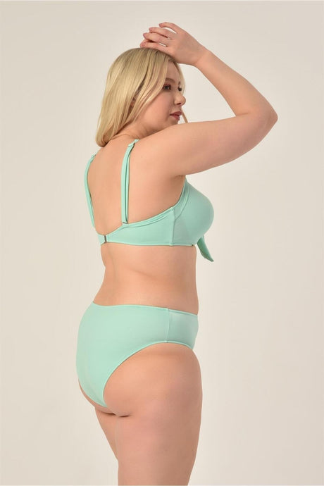 Women's Plus Size Mint Coated Bow Balen Bikini Set 20232007