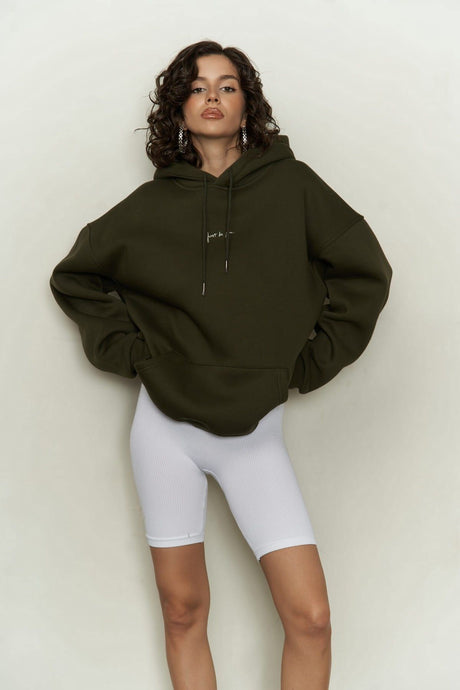 Just Be You Dark Khaki Hoodie Sweatshirt 2307