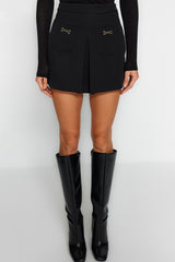 Black Pocket Detailed Woven Shorts Skirt Twoaw24sr00038