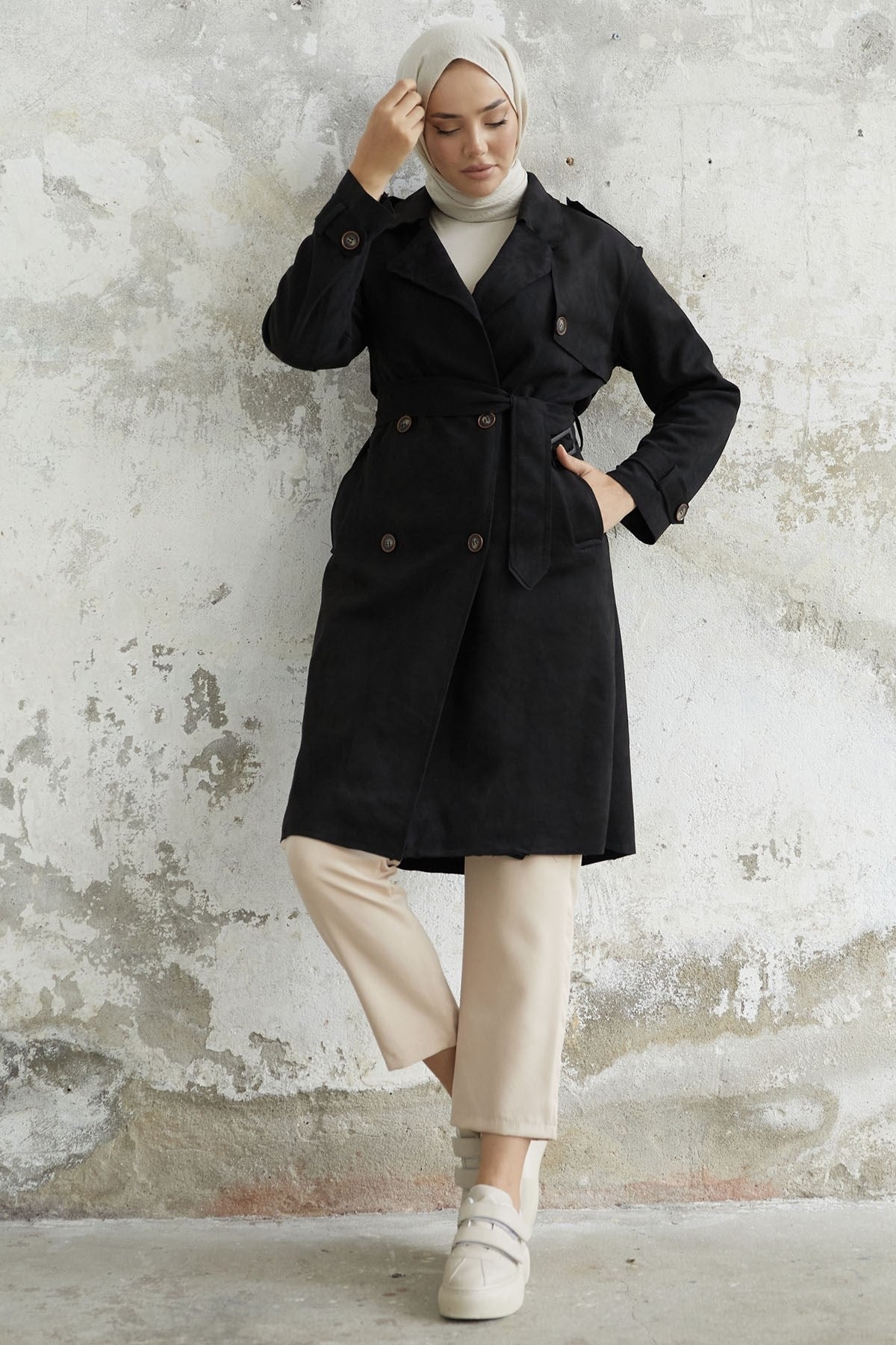 Scuba Suede Trench With Minka Belt - Taba Ms00an0011