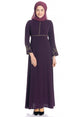 Purple Hijab Dress With Sleeve Cross Stitch Embroidery 749 T18elb3m749