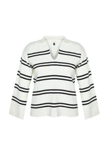 Navy Blue Striped Knitwear Sweater Tbbaw24an00013