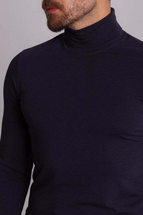 Solid Anthracite Color Slim Fit Long Sleeve Full Turtleneck Men's Combed 36678.21k