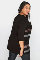 Plus Size Crew Neck Sequin Embroidered Half Sleeve Blouse 302554 Byk-23y-302555