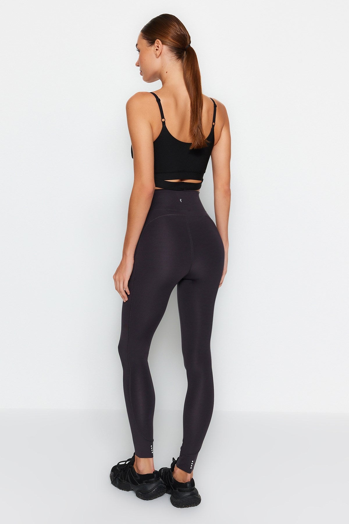 Matte Full Size Sports Leggings With Black Extra Belly Booster Layer Thmaw24ty00026