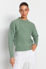 Mint Soft Textured Crew Neck Knitwear Sweater Twoaw24kz00111