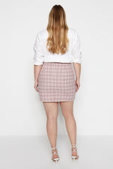 Multicolor Plaid Chenille Woven Skirt Tbbaw23az00019