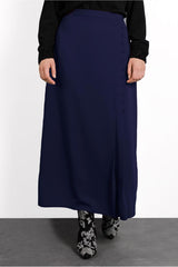 Women's Navy Blue Button Detailed Skirt 6374 20ketktr6374