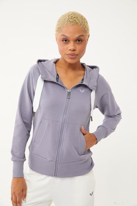 Women's Salmon Organic Cotton Zipper Hooded Sports Tracksuit Top 0728 Tb23wy06s0728-1