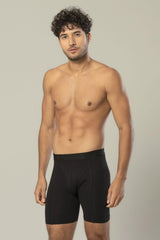 Virtue Black Cotton Elastane Long Boxer 1416