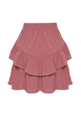 Dusty Rose Skirt Ruffle Mini Size Woven Skirt Twoss24et00116