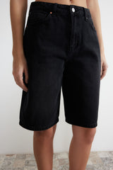 Black High Waist Denim Shorts & Bermuda Twoss24sr00007