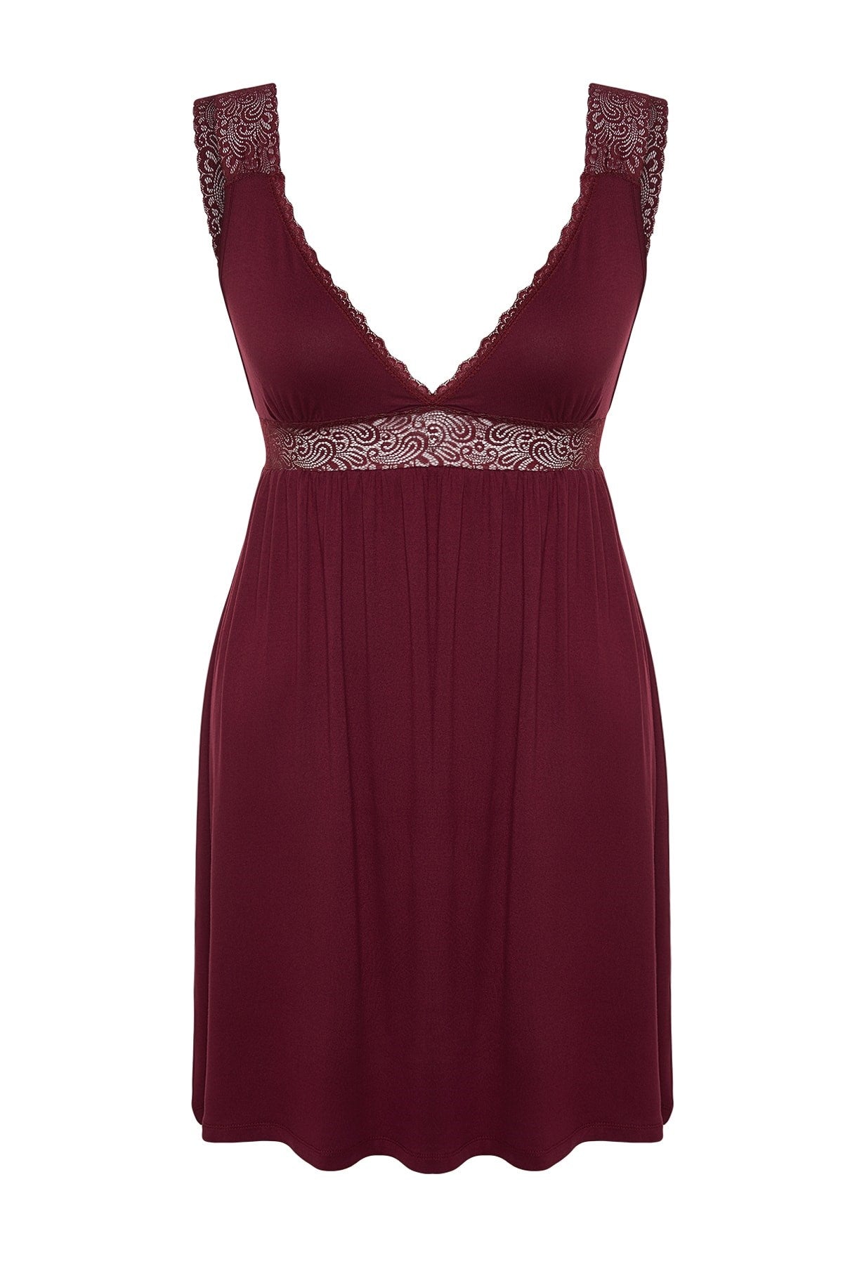 Burgundy Knitted Lace Nightgown Tbbss22gc0050