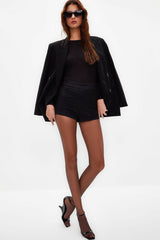 Black Fitted Eksta Short Stretch Denim Shorts & Bermuda Twoss24sr00030