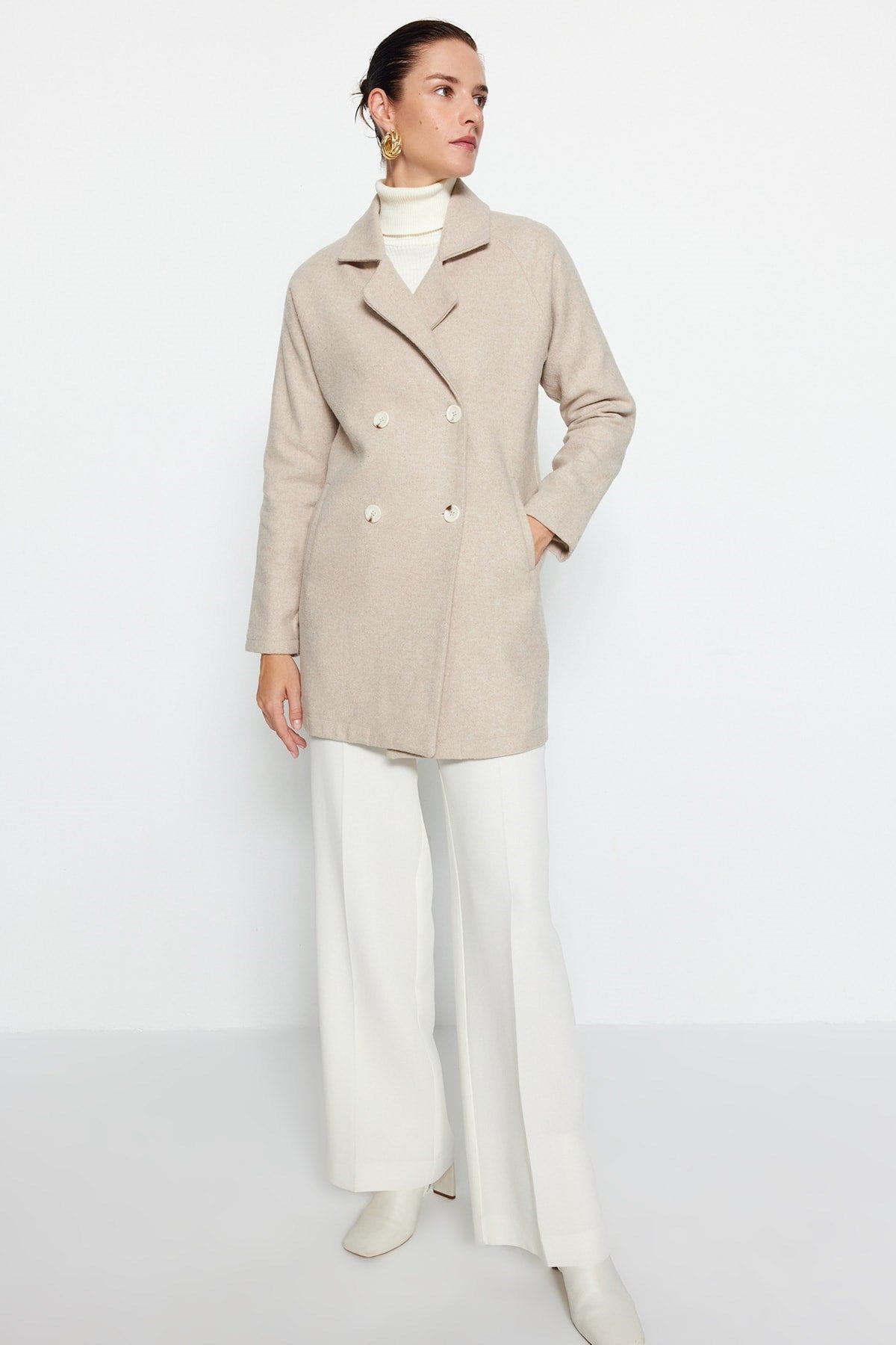 Stone Buttoned Coat Twoaw21kb0017