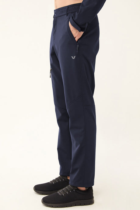 Men's Navy Softshell Winter Outdoor Pants With Zipper Pockets 0335 Tb23ml05w0335-1