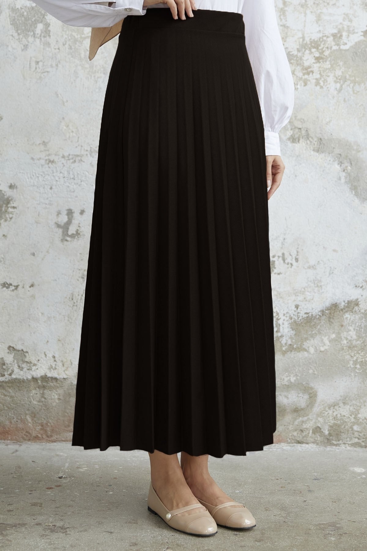 Luisa Waist Rubber Pleated Skirt - Black Ms00mb8110