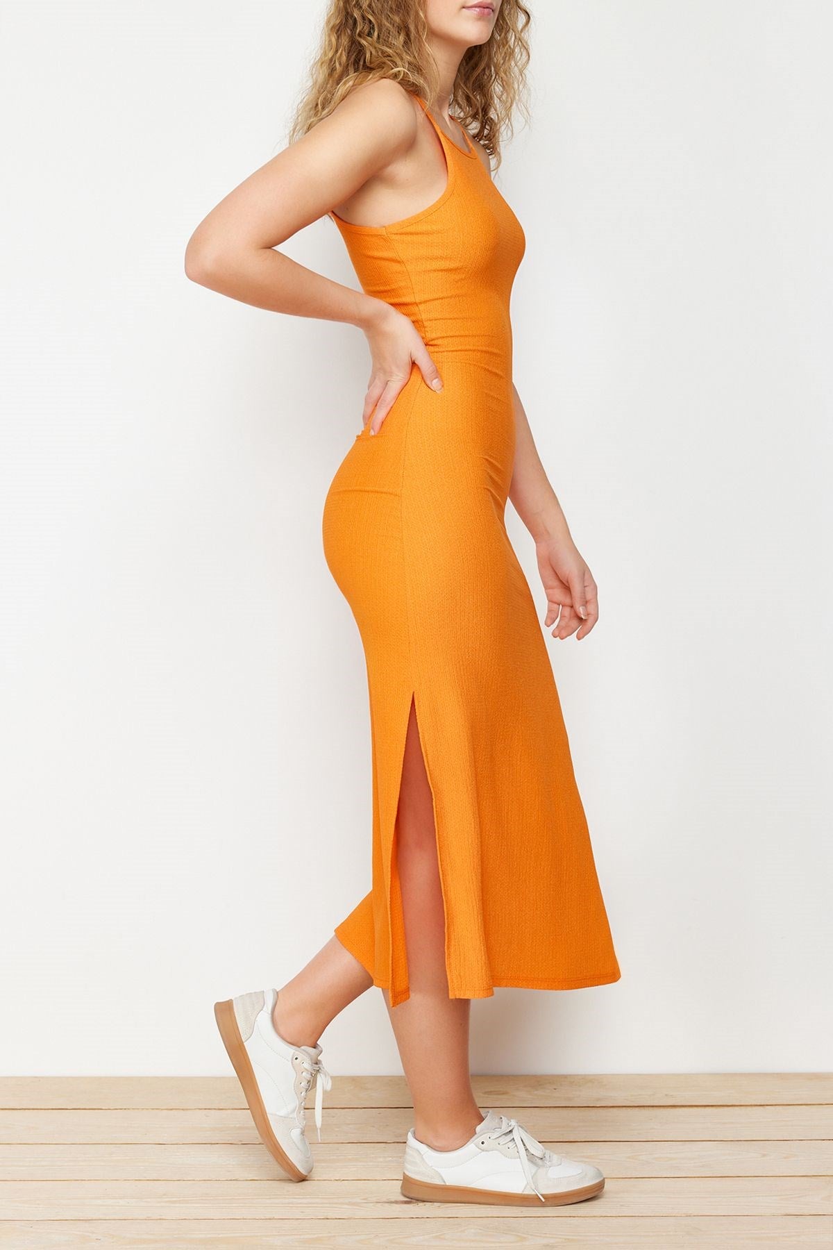 Orange Knitted Dress Tedss24el00012