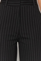 Black Striped Straight Fit High Waist Knitted Pants Twoaw24pl00222