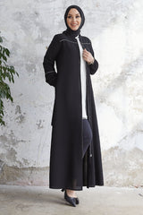 Milena Biye Detail Belted Abaya - Plum Ms00tz7035