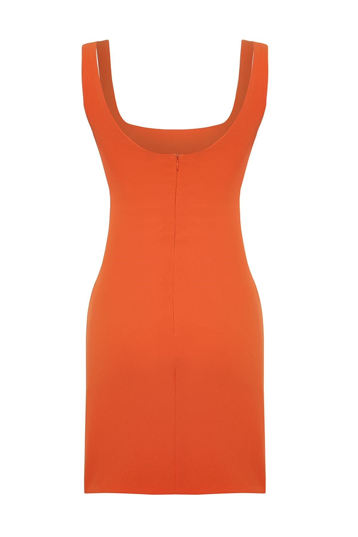 Orange Body Fitting Woven Dress Tprss24el00165