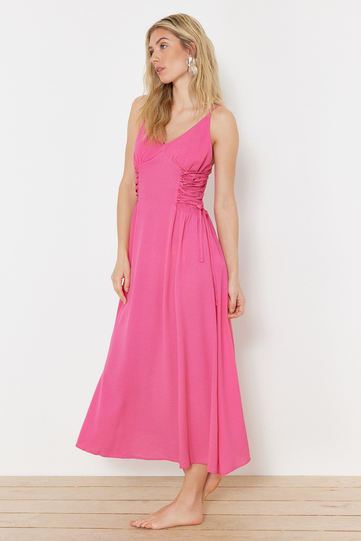 Fuchsia Maxi Woven Beach Dress Tbess24el00098