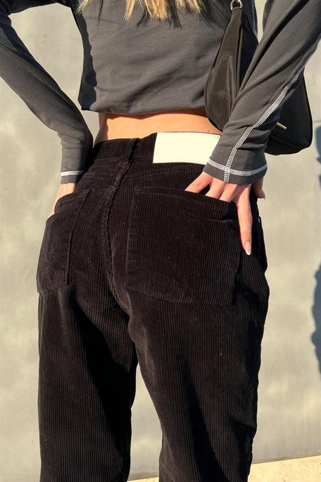 Basic Black Velvet Pants Flaw-146-002-033