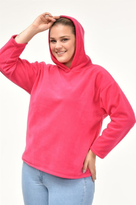 Fleece Fabric Hooded Sweat-fuchsia Sea-sw2105