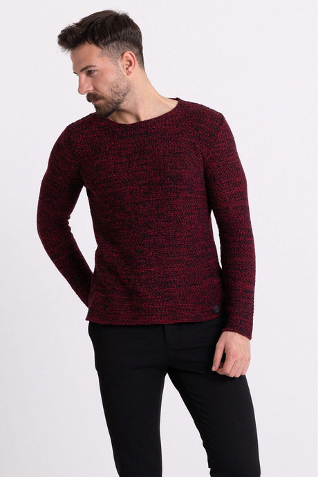 Chiffon Tile Color Slim Fit Long Sleeve Wide Crew Neck Men's Sweater 11301.19k