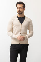 Solid Navy Color Slim Fit Buttoned Knitwear Mens Cardigan 11228.22y