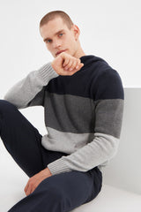 Navy Blue Men's Hooded Regular Fit Knitwear Sweater Tmnaw22kz0822