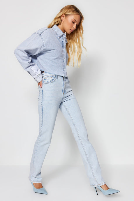 Light Blue High Waist Flare Jeans Twoaw23je00657