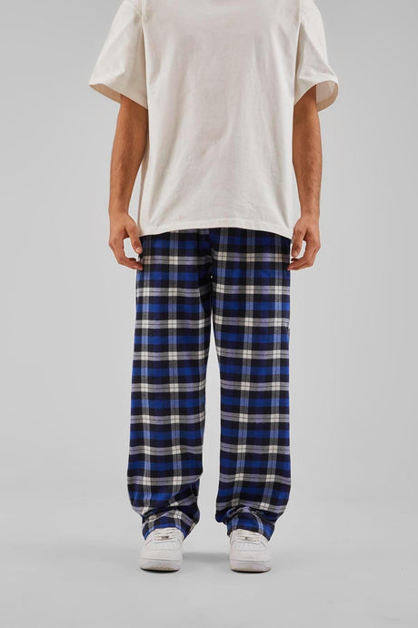 Plaid Pattern Waist Elastic Black Pajamas Flaw-211-004-002