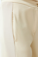 Beige Color Block Straight/straight Cut Flexible Pants Twoss24pl00100