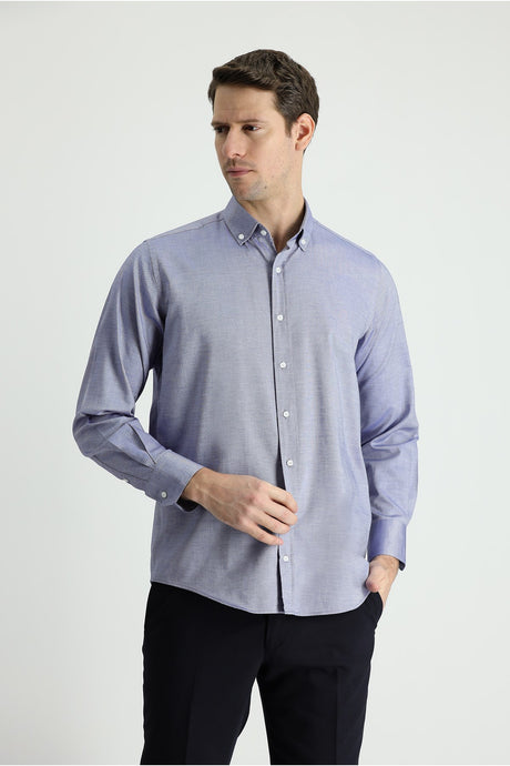 Long Sleeve Regular Fit Oxford Cotton Shirt 469296