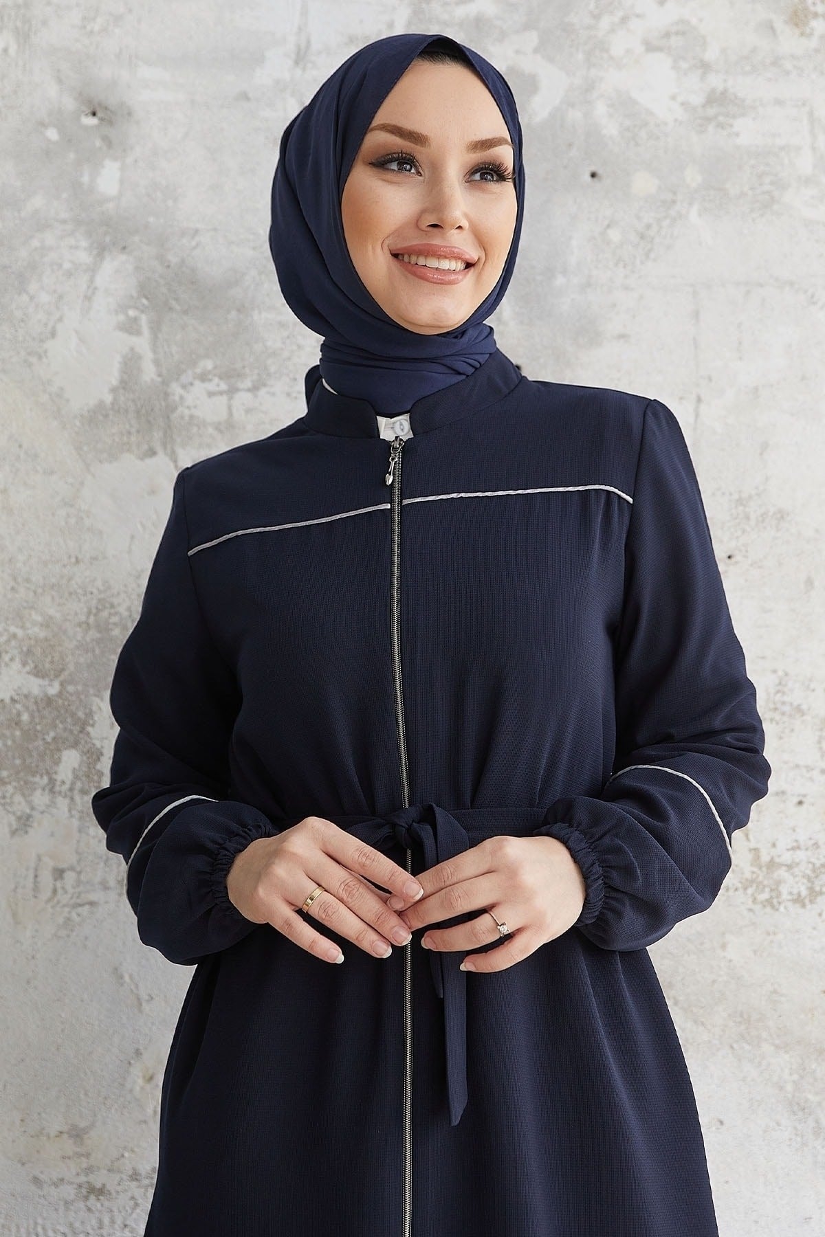 Milena Biye Detail Belted Abaya - Plum Ms00tz7035