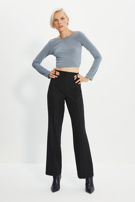 Black High Waist Woven Pants Twoss21pl0093