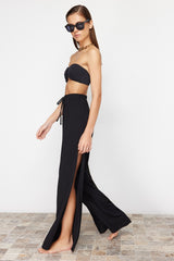 Ecru Woven Slit Pants Tbess24pl00013