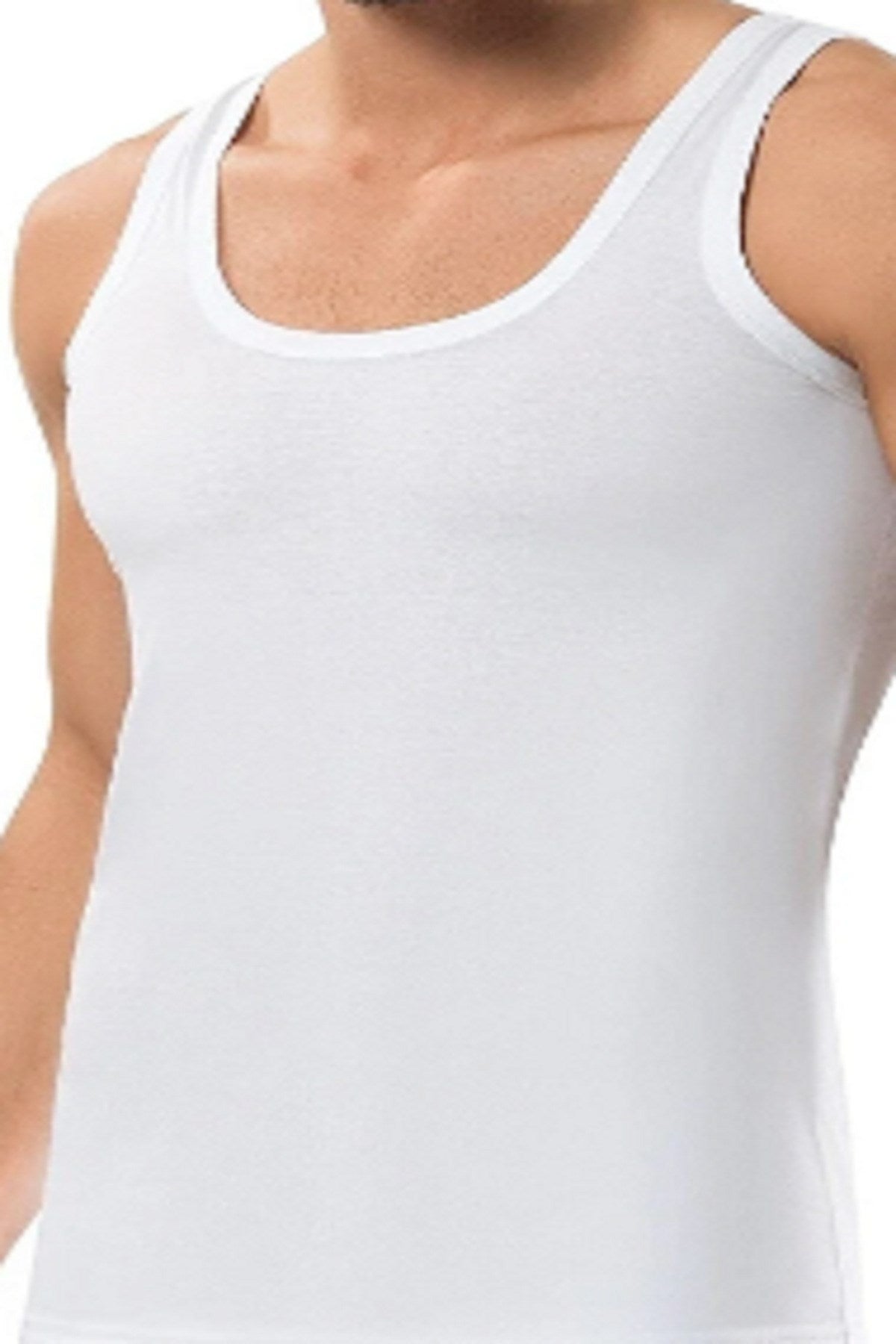 1100 Men's 6' 100% Cotton White Combed Tank Top L1100-erdem Dg