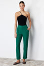 Green Cigarette Ribbed Woven Pants Twoss24pl00117