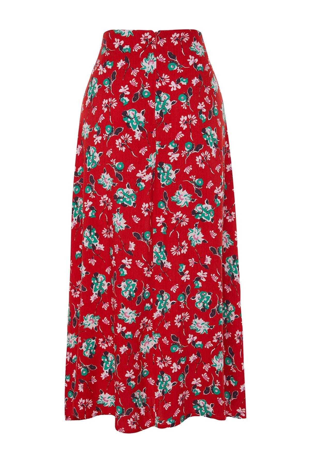 Blue Floral Print Viscose Fabric Midi Woven Skirt Twoss23et00295