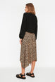 Brown Leopard Print Ruffled Asymmetrical Midi Flexible Knit Skirt Twoaw20et0440