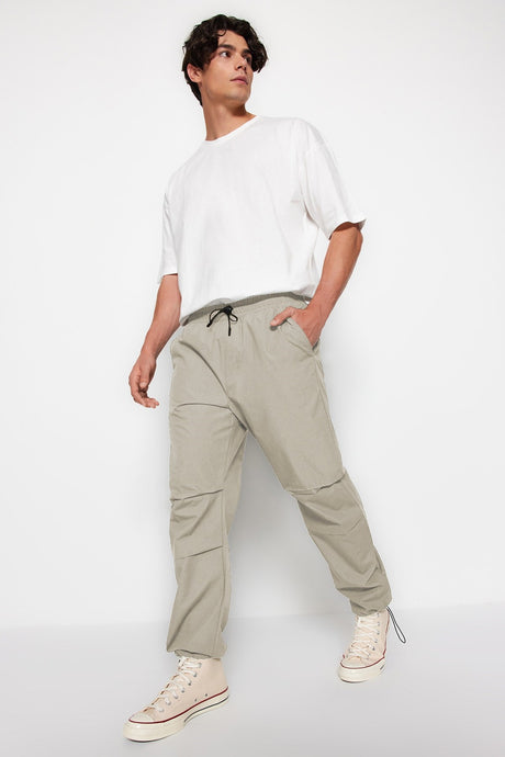 Khaki Men's Jogger Fit Parachute Pants Tmnss23pl00045