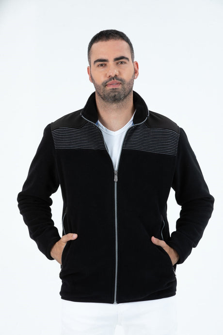 Mens Anti-pilling Anti-pilling Cold-resistant Full Zipper Straight Collar Sweatshirt Fleece Jacket G