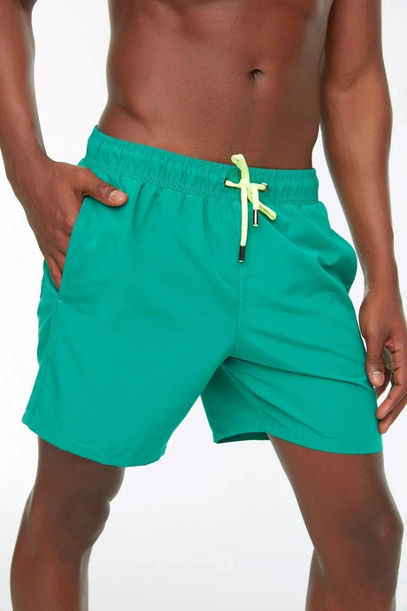 Green Men's Basic Standard Size Swimsuit Marine Shorts Tmnss20ds0023