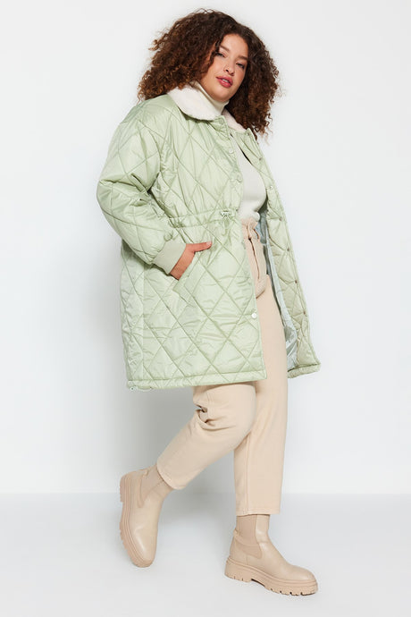 Mint Quilted Collar Plush Coat Tbbaw24aw00019