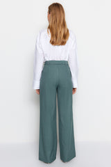 Brown Wide Leg Wide Leg Pleated Woven Pants Twoaw22pl0475